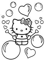 coloriage hello kitty et les bulles de savon